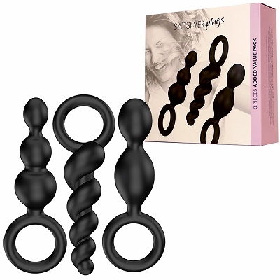 Satisfyer Plugs black（サティスファイヤー プラグ） ブラック（アナルプラグ3個セット） 商品説明画像1