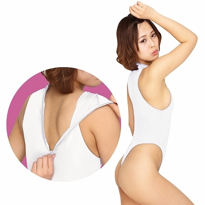 【20％ﾎﾟｲﾝﾄ還元!!体育祭フェア!】ウェット生地ハイレグＴバックレオタード　ホワイト 商品説明画像3