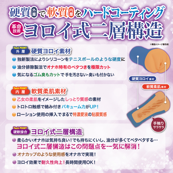 maccos 鎧乙女オトメイル 望月千代女【オナホール特有のべたつきを排除！硬軟素材ヨロイ式二層構造×非貫通×チェイン螺旋内部構造 国内メーカー】 商品説明画像3